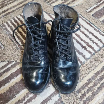 Black Leather Steel Toe Combat Boots picture #1