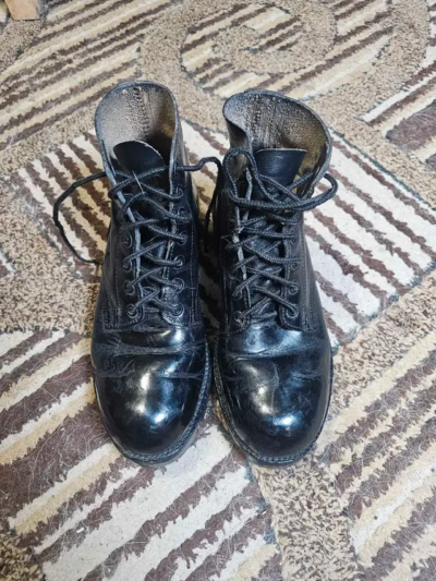 Black Leather Steel Toe Combat Boots picture #1