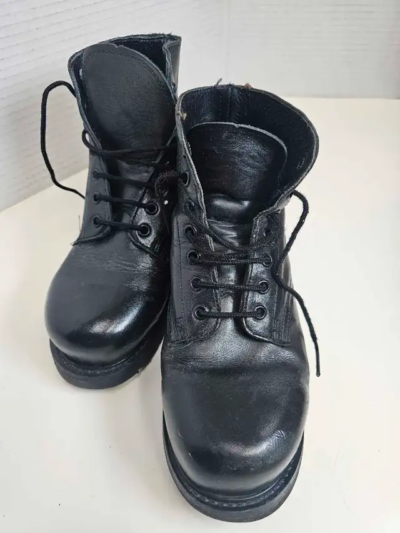 Women's Black Leather Combat Boots picture #1