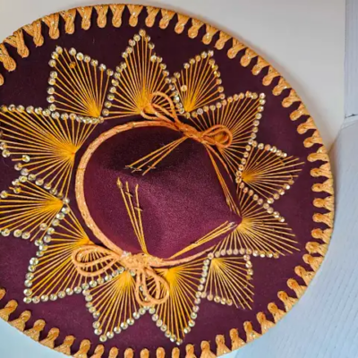 Vintage Pigalle Mexican Purple, Gold Velvet Sombrero picture #1