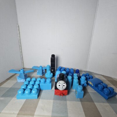 Bag of 100 Mega Bloks + Blue themed blocks pictured