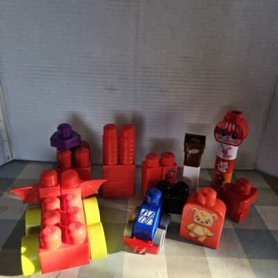 Bag of 100 Mega Bloks + Red themed blocks pictured
