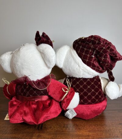 Pair of Snowflake Teddy 2011 Holiday Plush Bear Set, Red Velvet Outfits - product image 1
