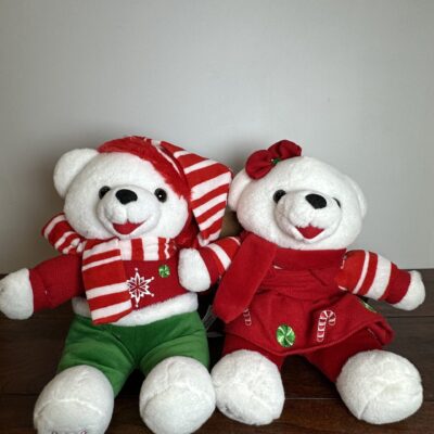 Pair of Snowflake Teddy Bear Holiday Plush Set 2012 - Christmas Collectible - product image 1