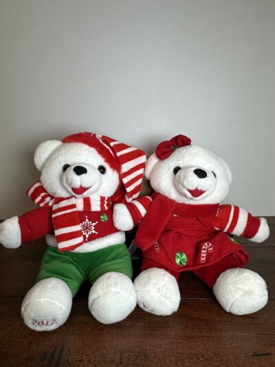 Pair of Snowflake Teddy Bear Holiday Plush Set 2012 - Christmas Collectible - product image 1