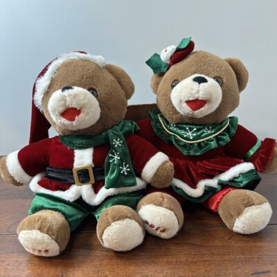 Pair of Snowflake Teddy Christmas Plush Bear Set 2014 Holiday Decor - product image 1