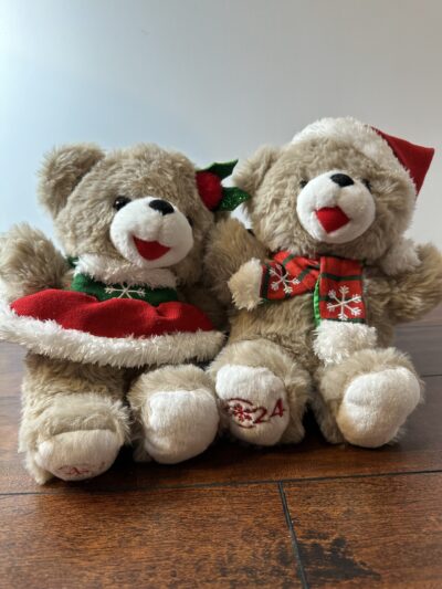 Pair of 2024 Snowflake Teddy Christmas Bears Set - Plush Holiday Decor - product image 1
