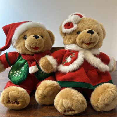 Pair of Dan Dee 2008 Christmas Teddy Bears Set - Holiday Plush Collectibles - product image 1