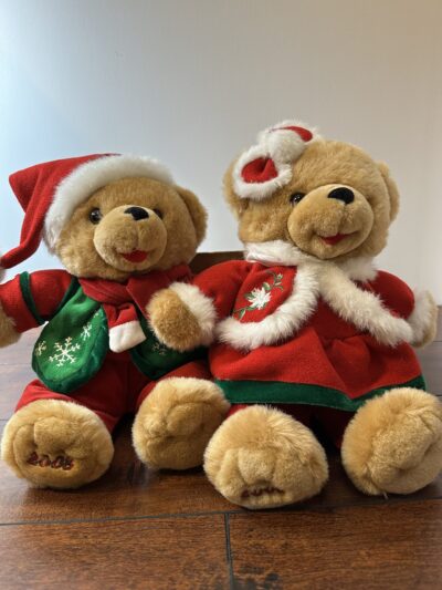 Pair of Dan Dee 2008 Christmas Teddy Bears Set - Holiday Plush Collectibles - product image 1