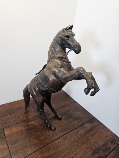 Vintage Leather Horse Sculpture Art Decor