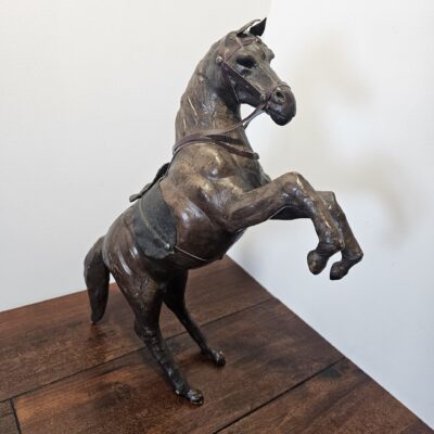 Vintage Leather Horse Sculpture Art Decor