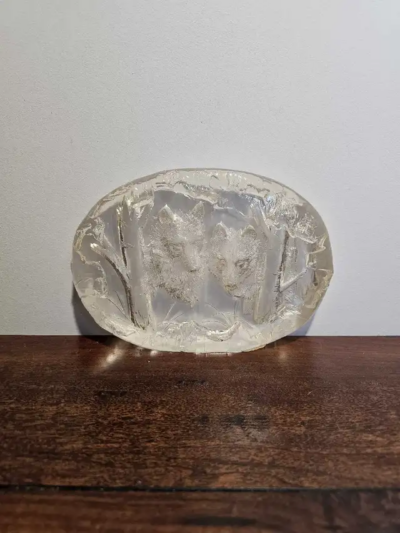 Clear Glass Wolf Sculpture - product image 1