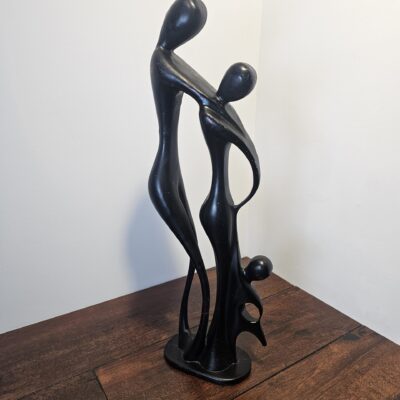 Modern Abstract Family Sculpture - Elegant Black Resin Art - product image 1