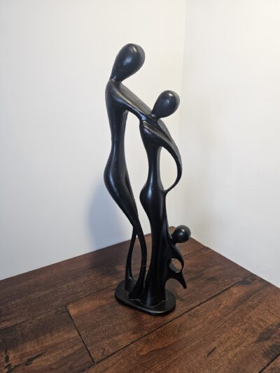 Modern Abstract Family Sculpture - Elegant Black Resin Art - product image 1