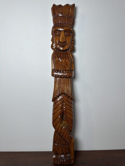 Hand-Carved Wooden Tribal Sculpture 17" Tall Decorative Art - product image 1