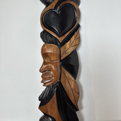 Hand-Carved Wooden Wall Art Sculpture with Heart Design - product image 1