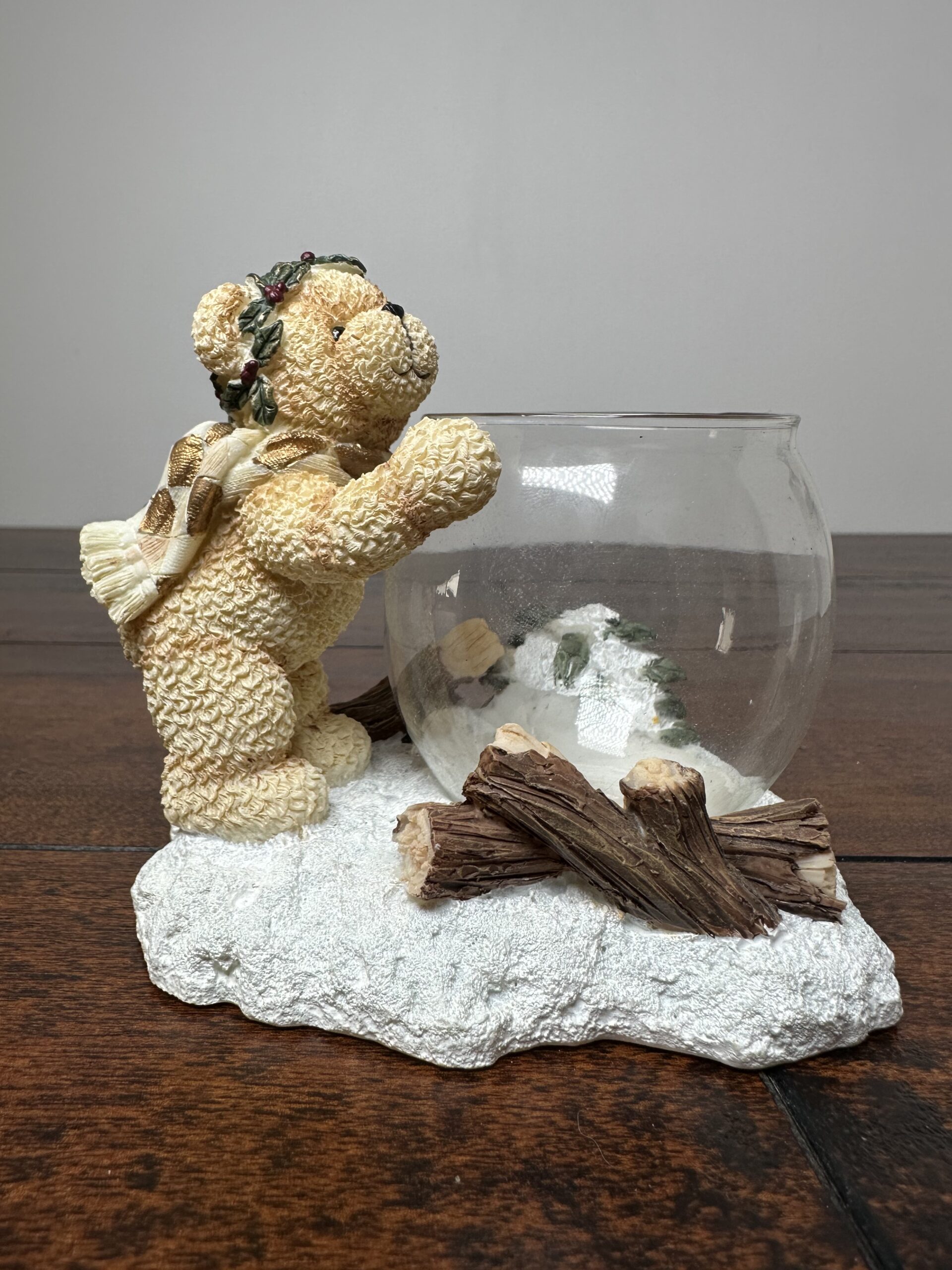 Charming Bear Figurine with Glass Bowl by Cherison, 4.5 Inches - product image 1