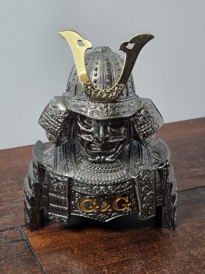 Vintage Japanese Samurai Helmet Incense Burner with Gold Accents - product image 1