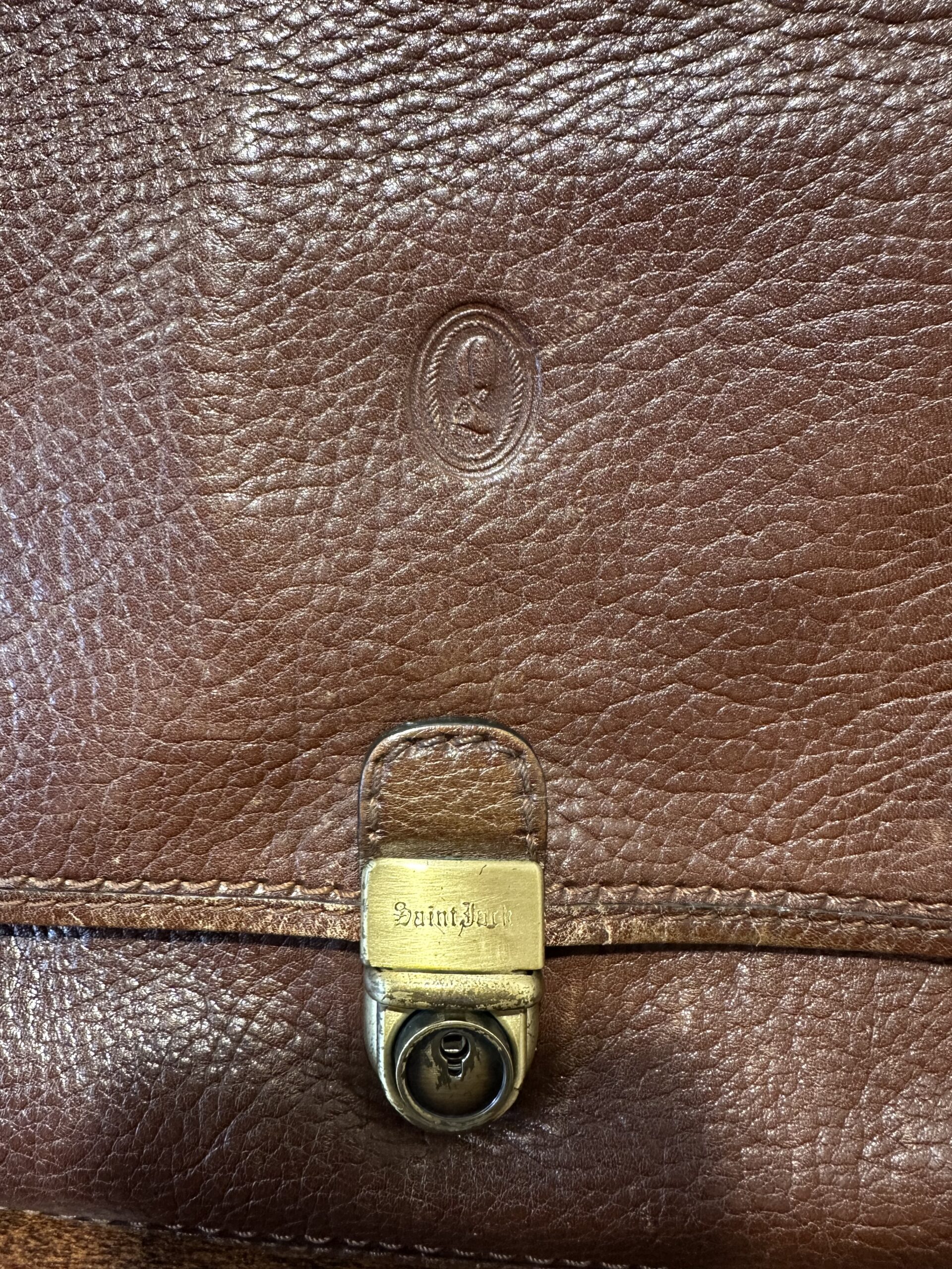 Saint Jack Brown Leather Briefcase with Brass Hardware - Image 3