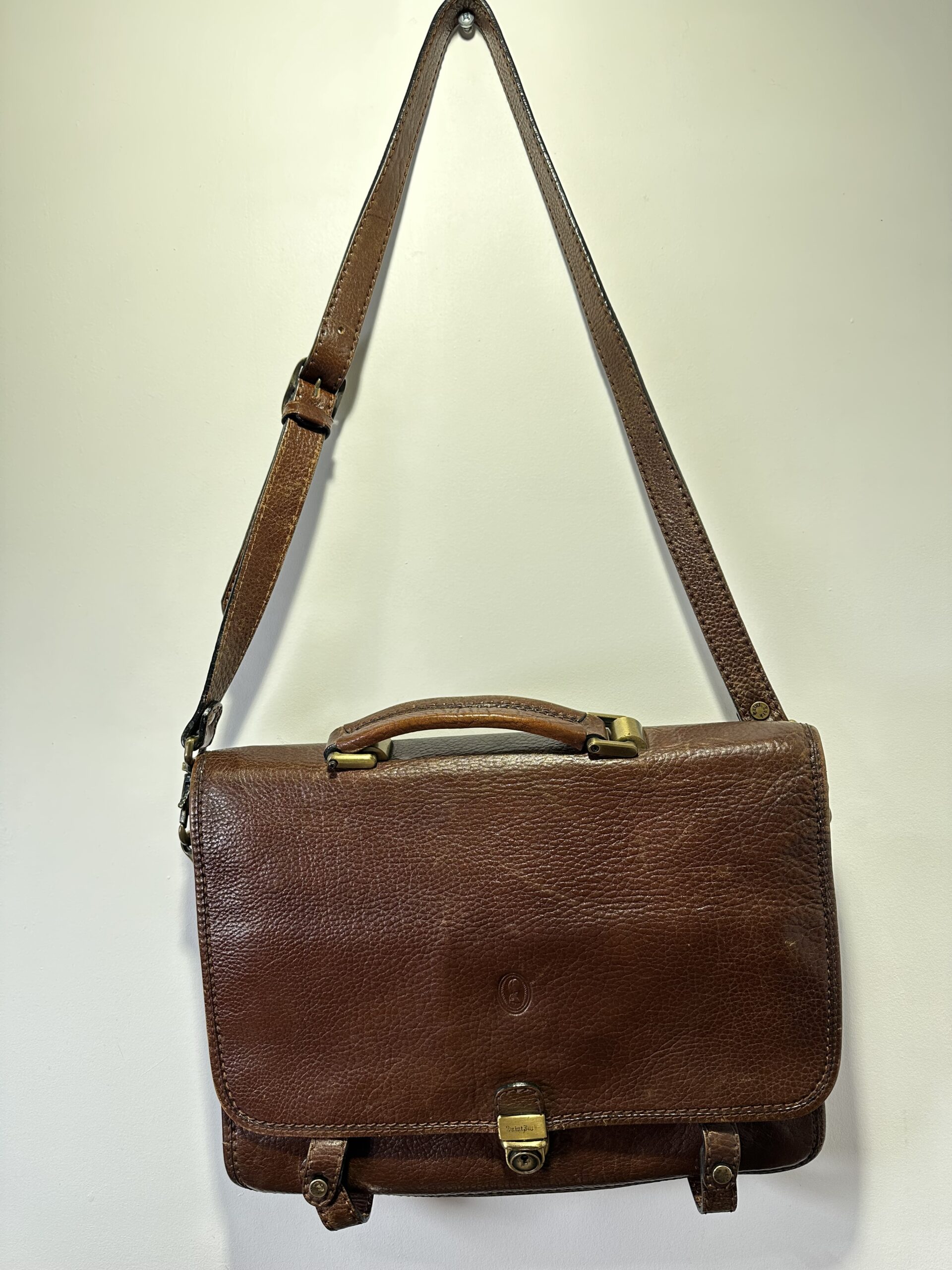 Saint Jack Brown Leather Briefcase with Brass Hardware - Image 7