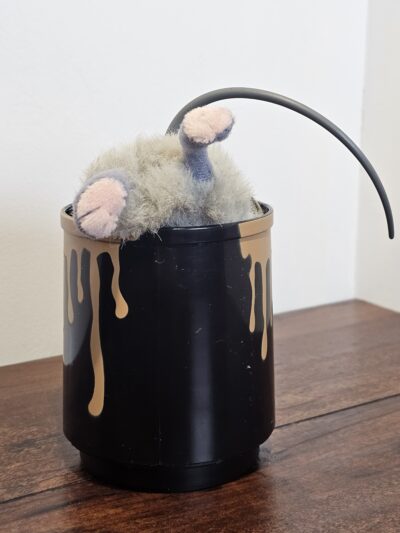 Novelty Black Mug with Faux Rat Tail Decoration - product image 1