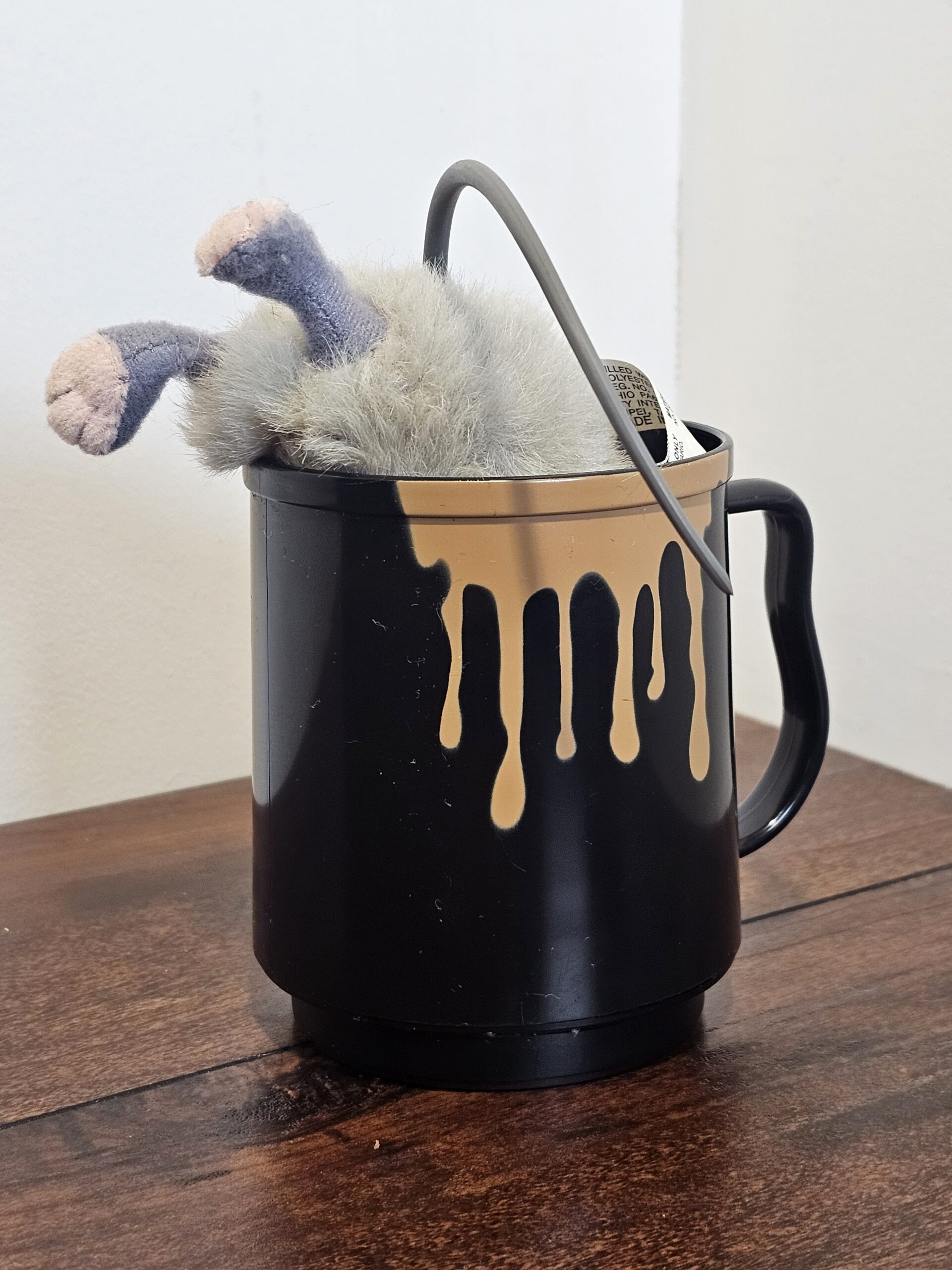 Novelty Black Mug with Faux Rat Tail Decoration - product image 2