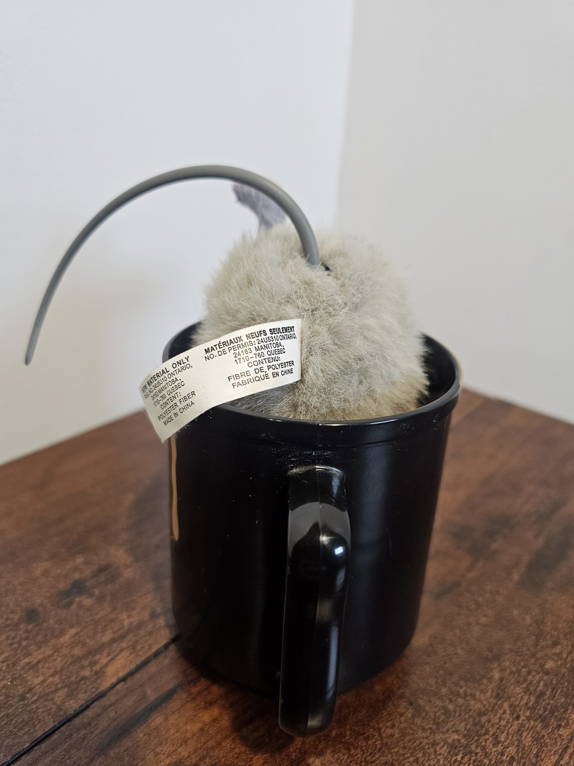 Novelty Black Mug with Faux Rat Tail Decoration - product image 3