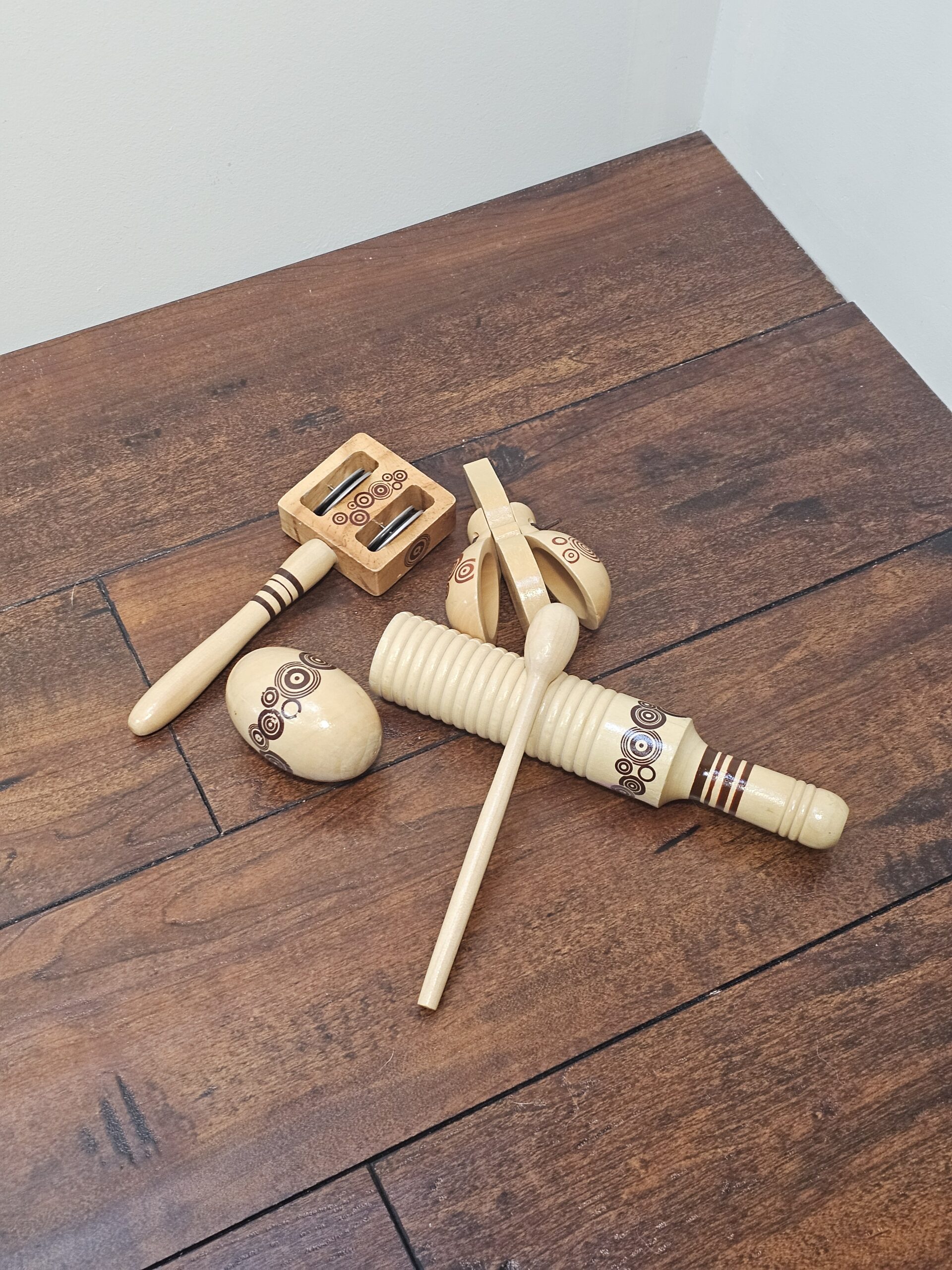 Wooden Percussion Instrument Set with Decorative Patterns - product image 1