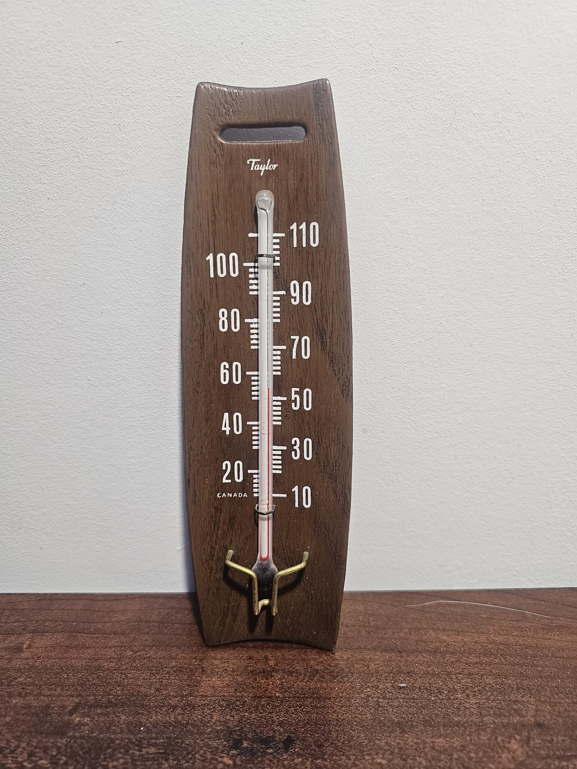 Taylor Wooden Wall Thermometer with Brass Hook - product image 2