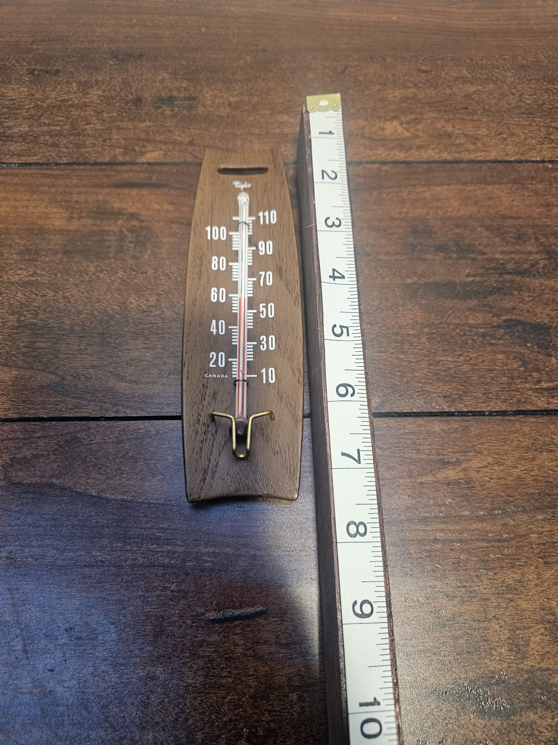 Taylor Wooden Wall Thermometer with Brass Hook - product image 4