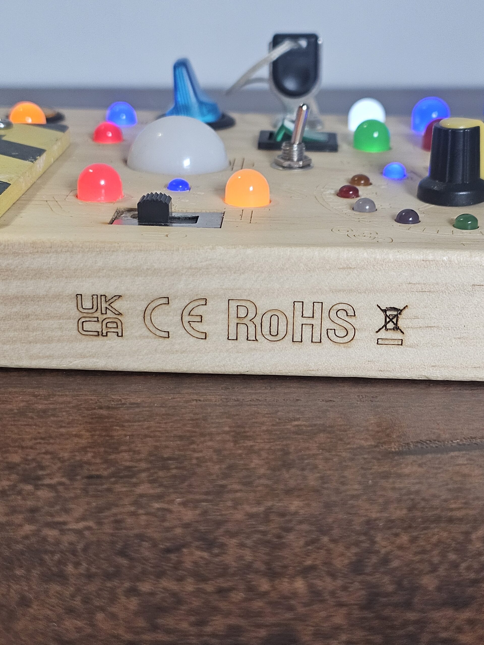 Wooden Busy Board with Lights and Switches for Kids - Image 7