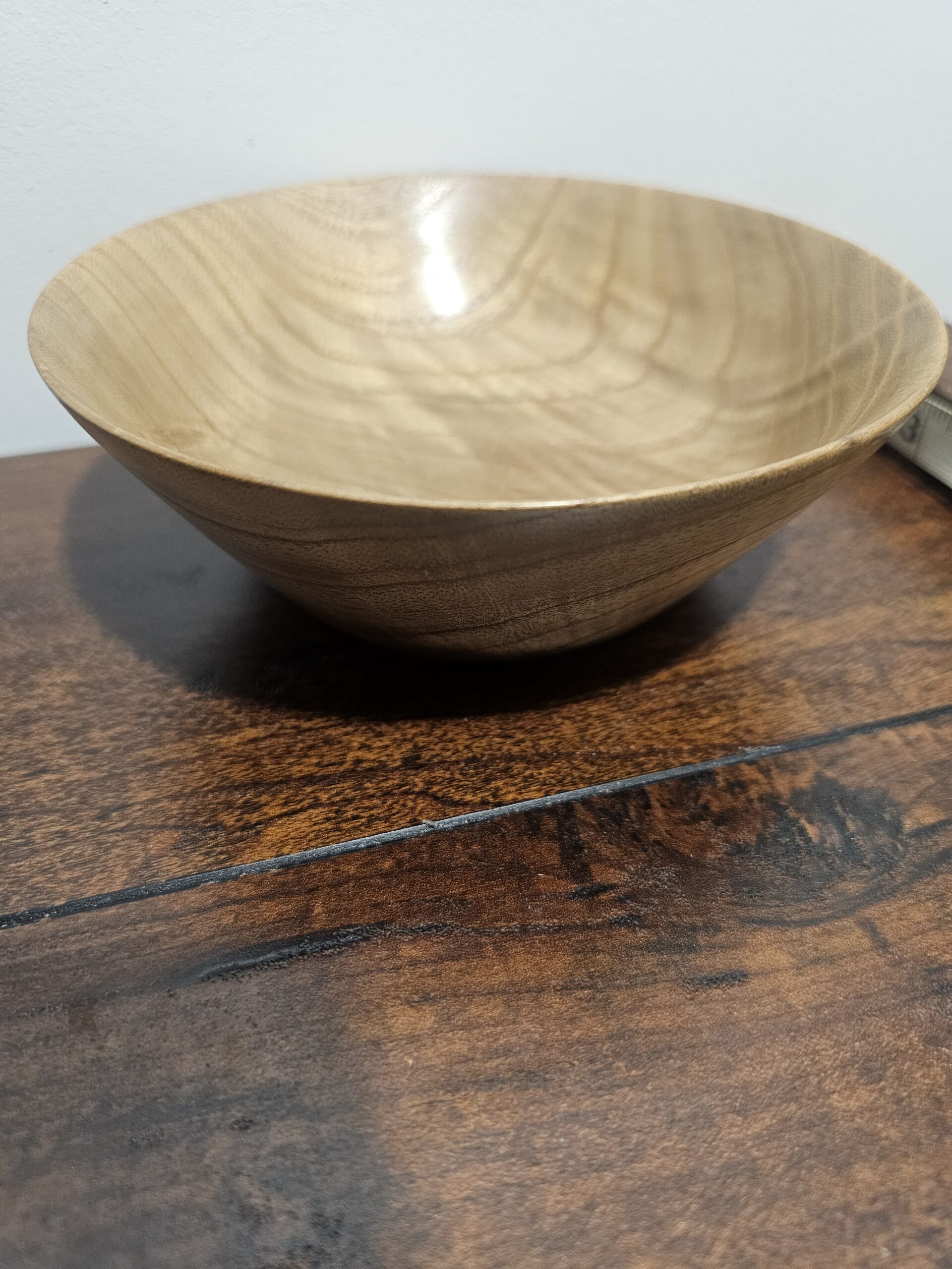 Handcrafted Wooden Bowl with Natural Wood Grain Finish - product image 4