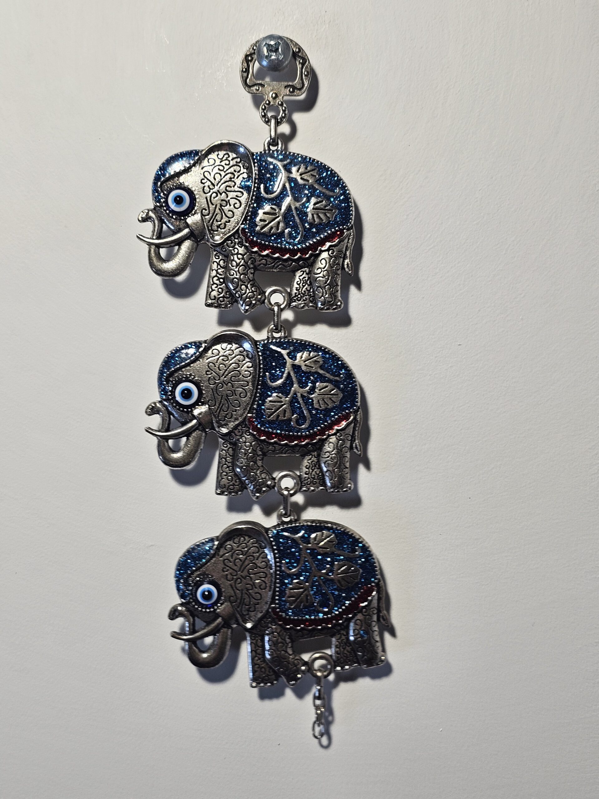 Handcrafted Metal Elephant Wall Hanging Decor with Blue Accents - product image 5