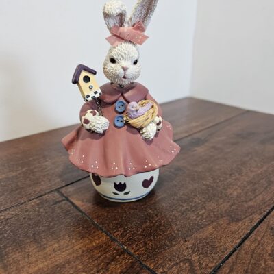 Decorative Bunny Figurine with Birdhouse and Basket - product image 1