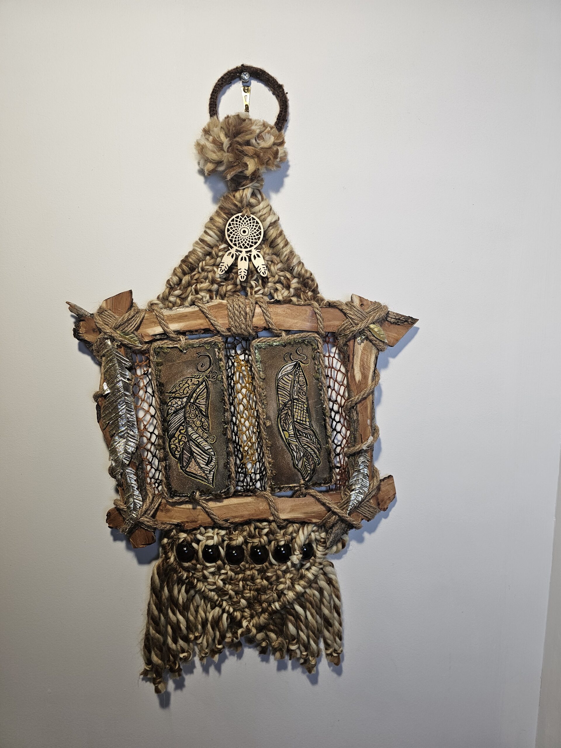 Handcrafted Bohemian Wall Hanging with Dreamcatcher and Beads - product image 3