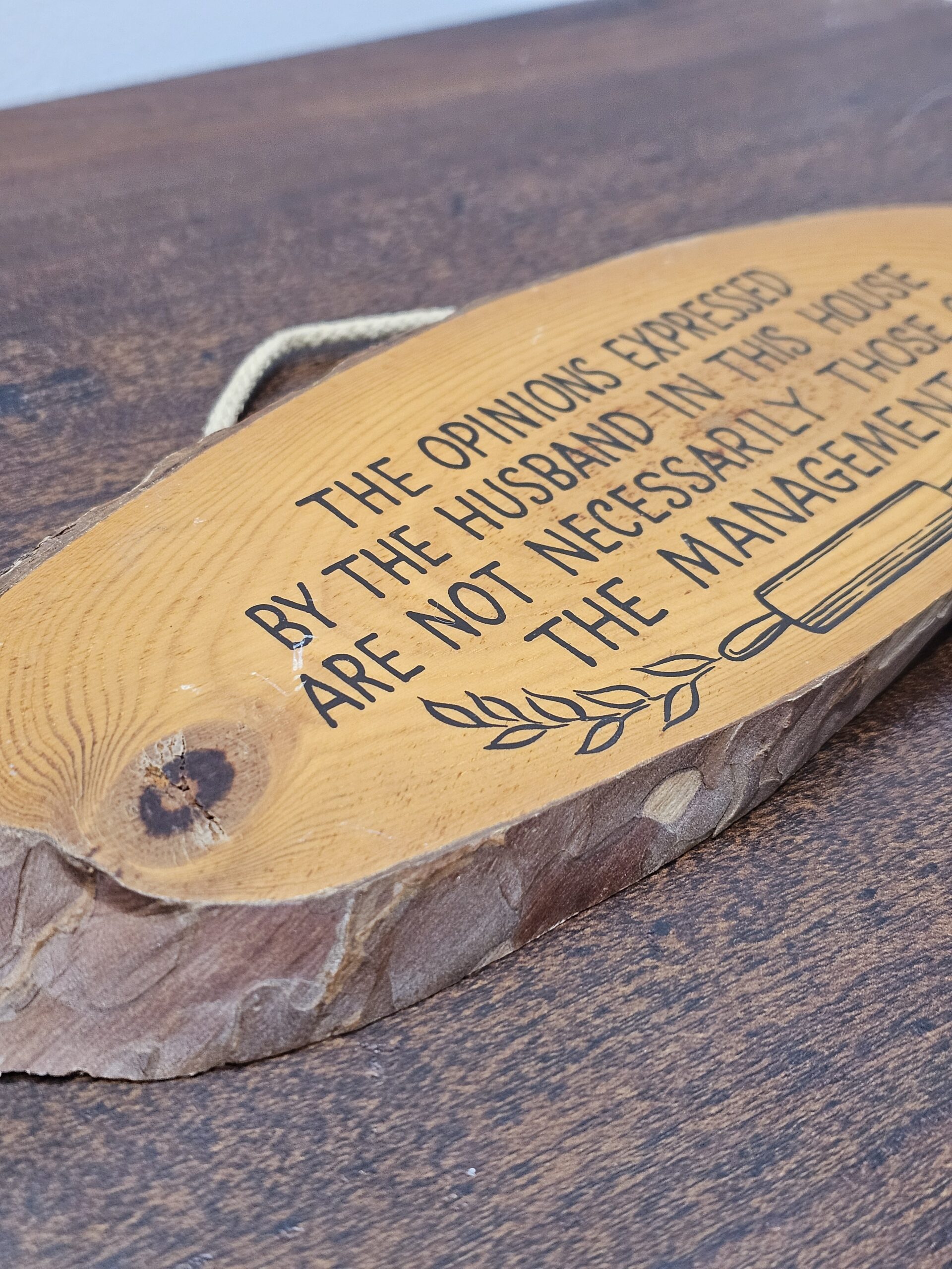 Humorous Wooden Wall Plaque with Engraved Quote - product image 5