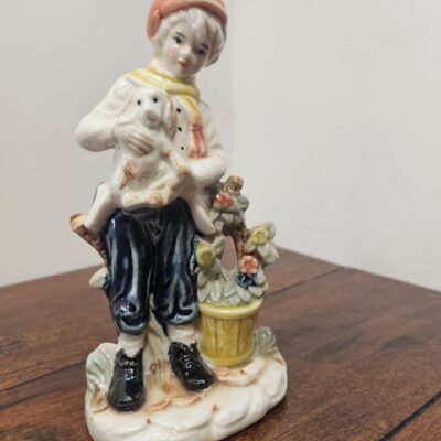 Vintage Porcelain Figurine Boy with Dog and Flowers - product image 1