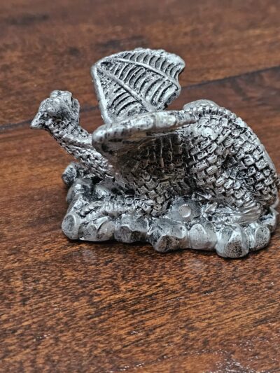 Silver Metal Dragon Figurine with Detailed Scales - product image 1