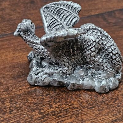 Silver Metal Dragon Figurine with Detailed Scales - product image 1