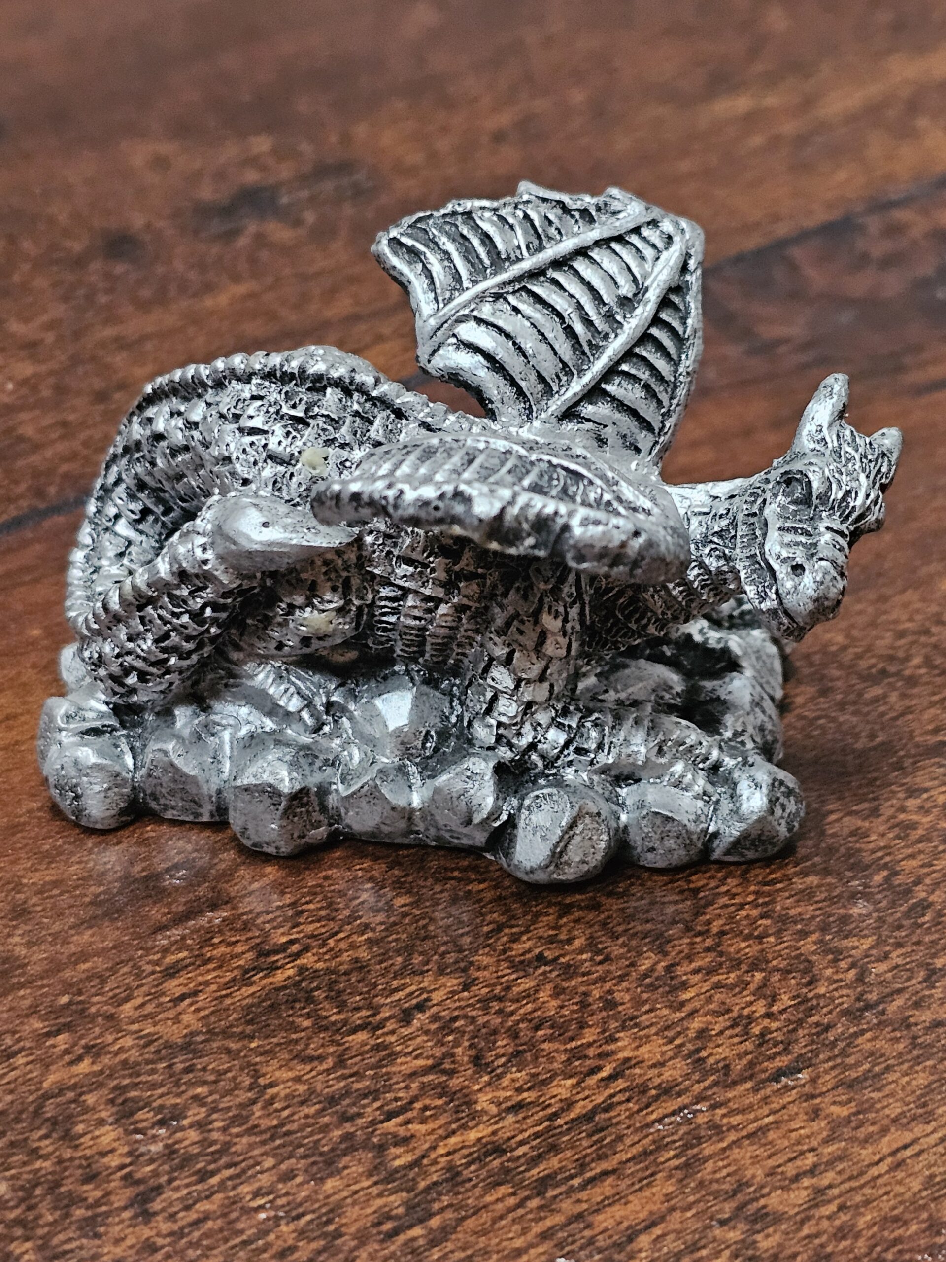 Silver Metal Dragon Figurine with Detailed Scales - product image 2