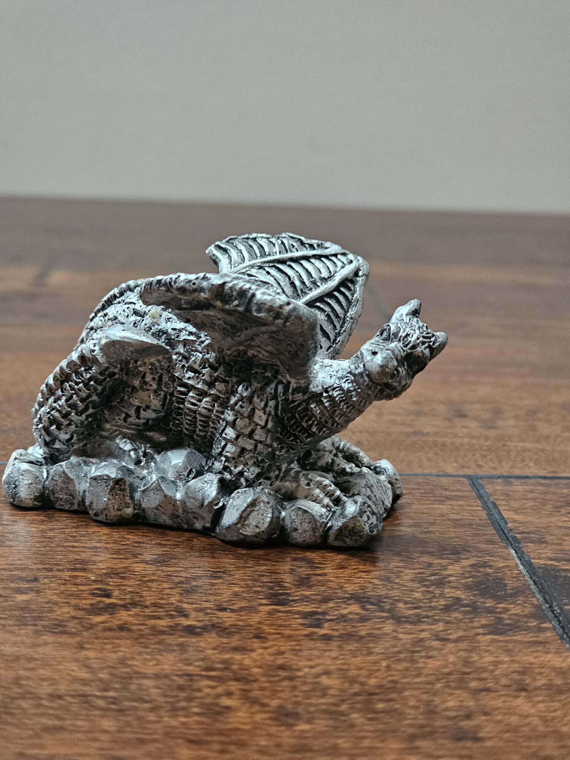 Silver Metal Dragon Figurine with Detailed Scales - product image 3