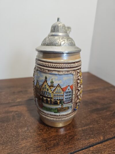 Vintage German Beer Stein with Pewter Lid and Frankfurt Design - product image 1