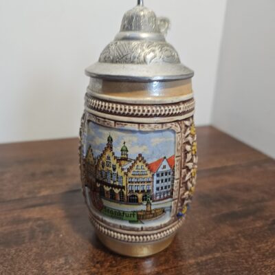Vintage German Beer Stein with Pewter Lid and Frankfurt Design - product image 1