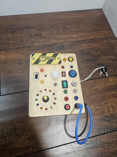 Wooden Busy Board with Lights and Switches for Kids - product image 1