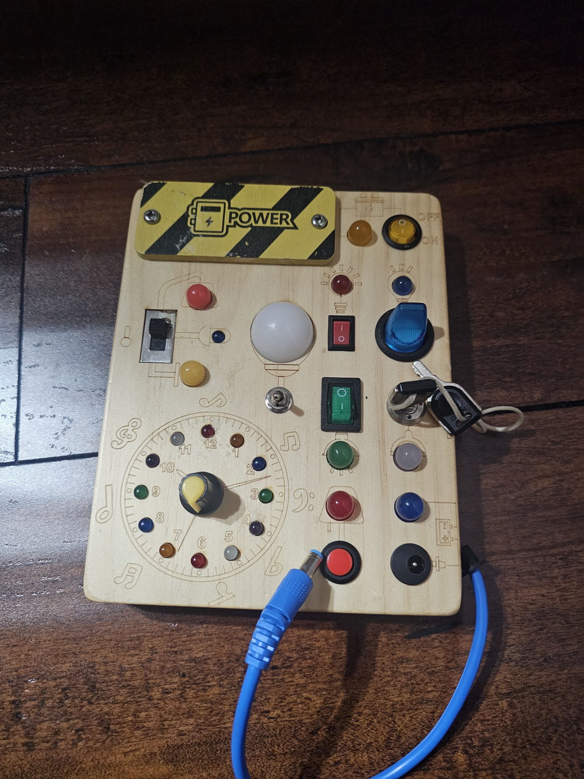 Wooden Busy Board with Lights and Switches for Kids - product image 4