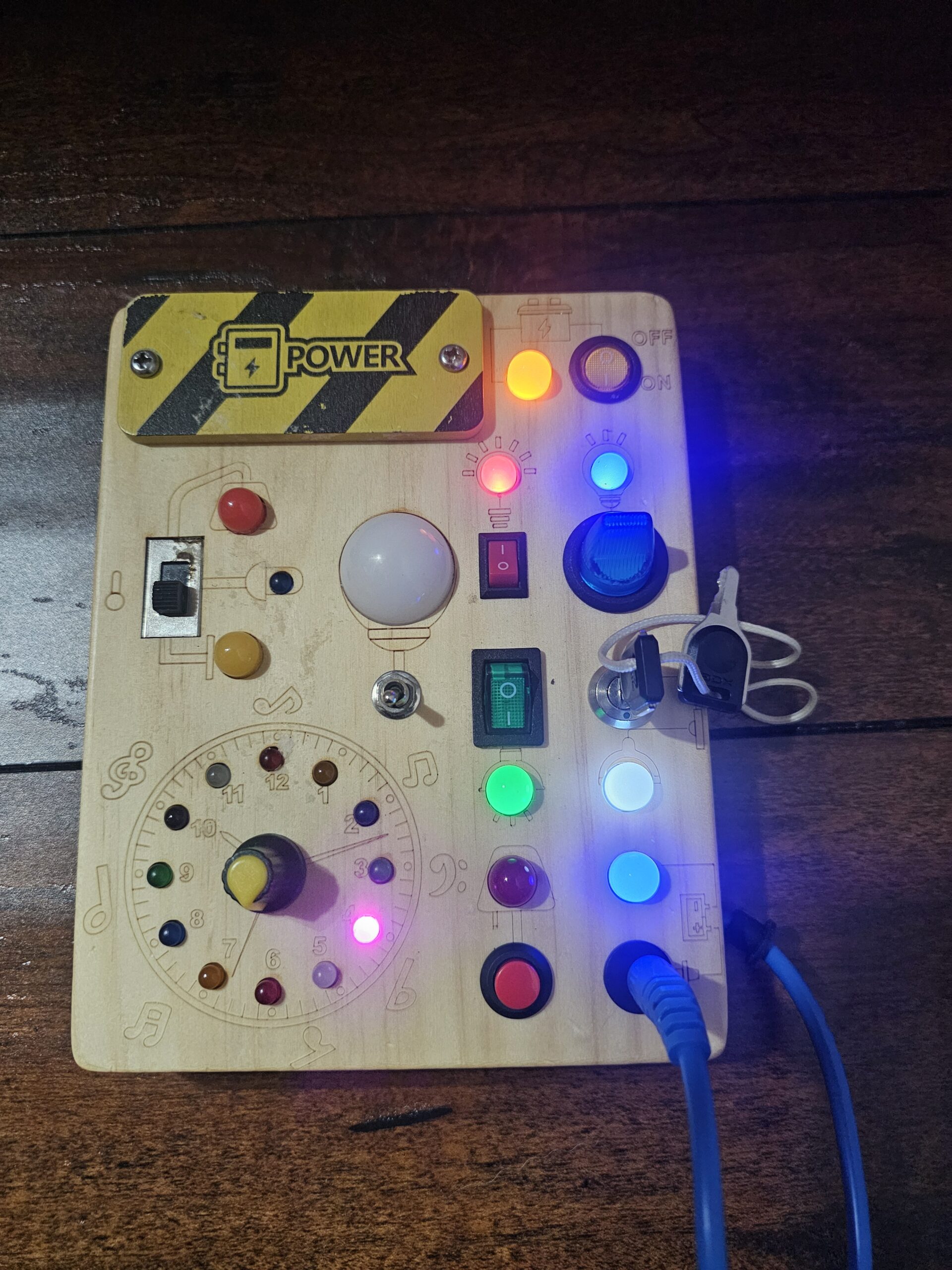 Wooden Busy Board with Lights and Switches for Kids - product image 5
