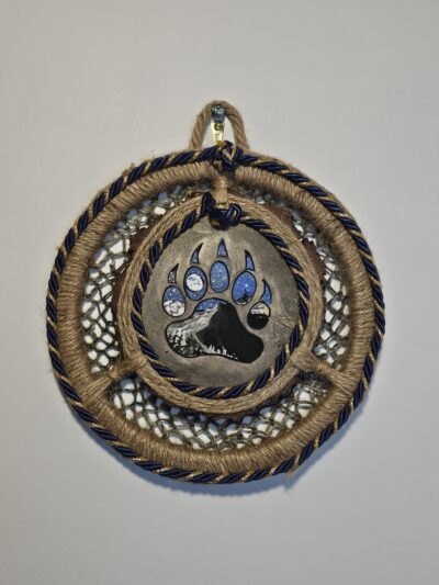 Handcrafted Bear Paw Dreamcatcher with Mountain Scene - product image 1