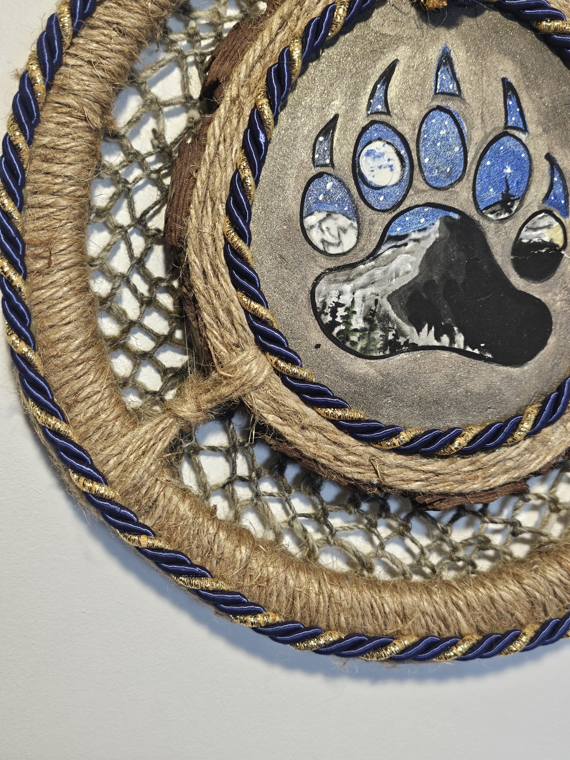 Handcrafted Bear Paw Dreamcatcher with Mountain Scene - product image 4