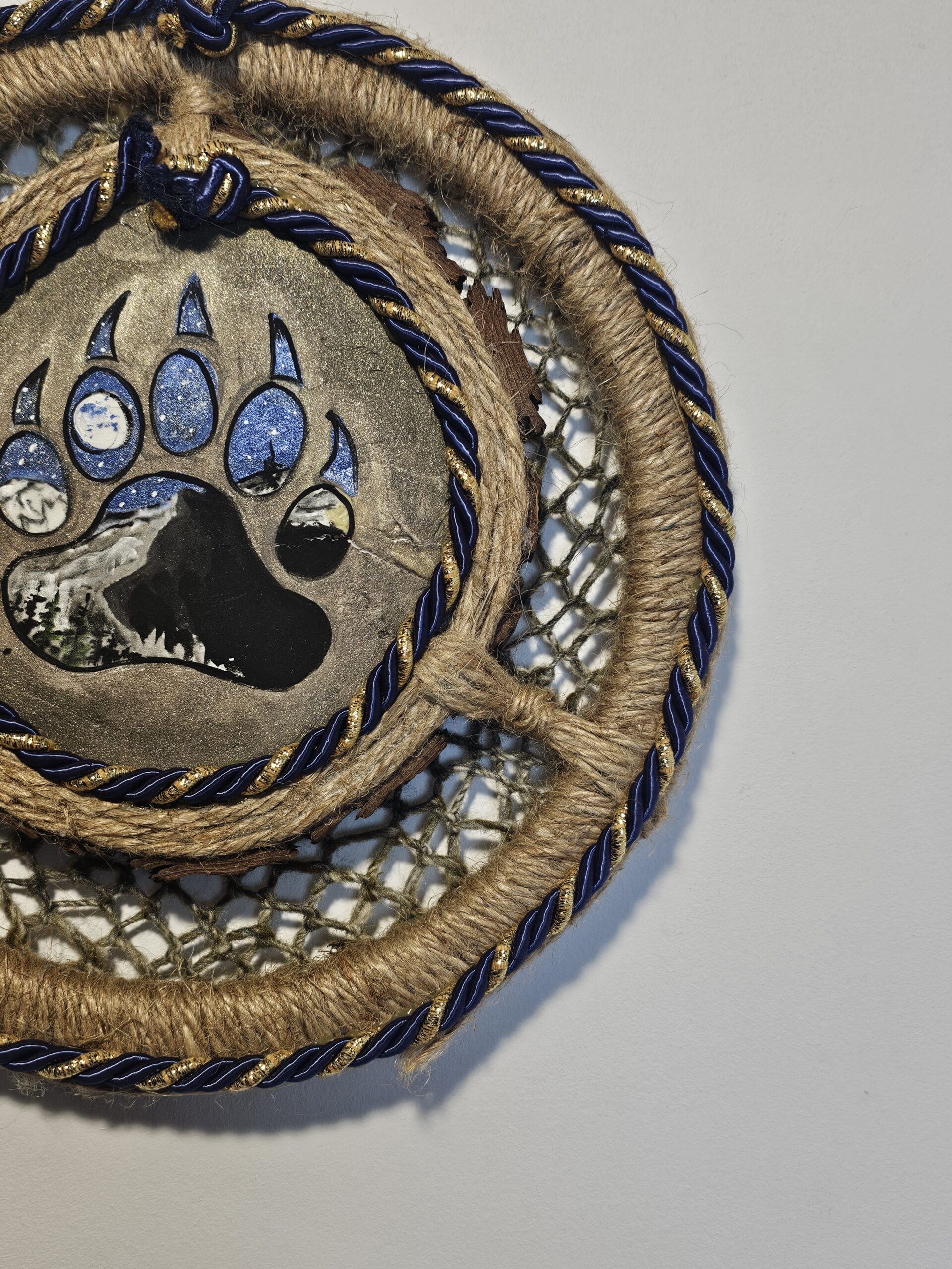 Handcrafted Bear Paw Dreamcatcher with Mountain Scene - product image 5