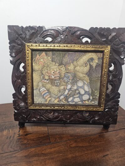 Balinese Wood Carved Frame with Traditional Painting - product image 1
